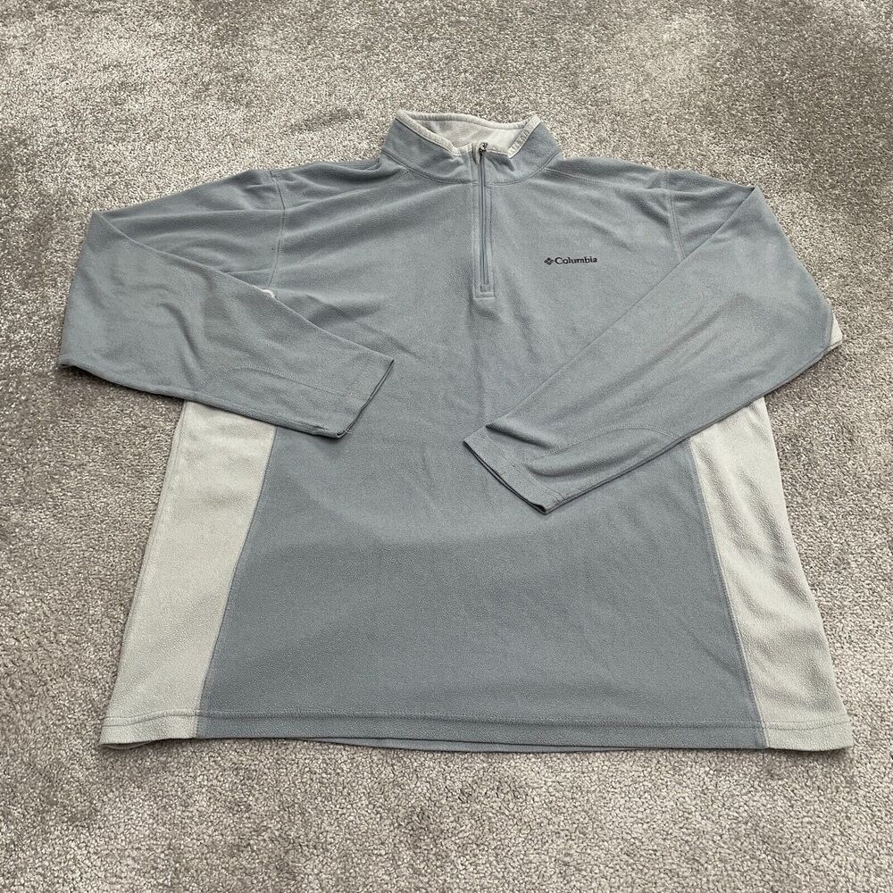 Columbia Klamath Range Fleece Jacket Mens XL Gray 1/4 Zip Loghtweight Outdoor
